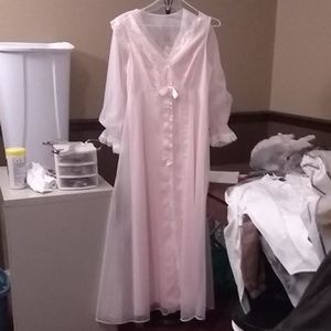 Vintage two-piece nightgown set nightgown with rob